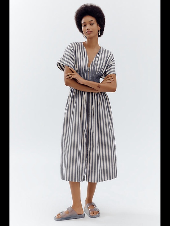 Anthropologie Dresses & Skirts - Anthropologie V-Neck Zip-Front Midi Dress